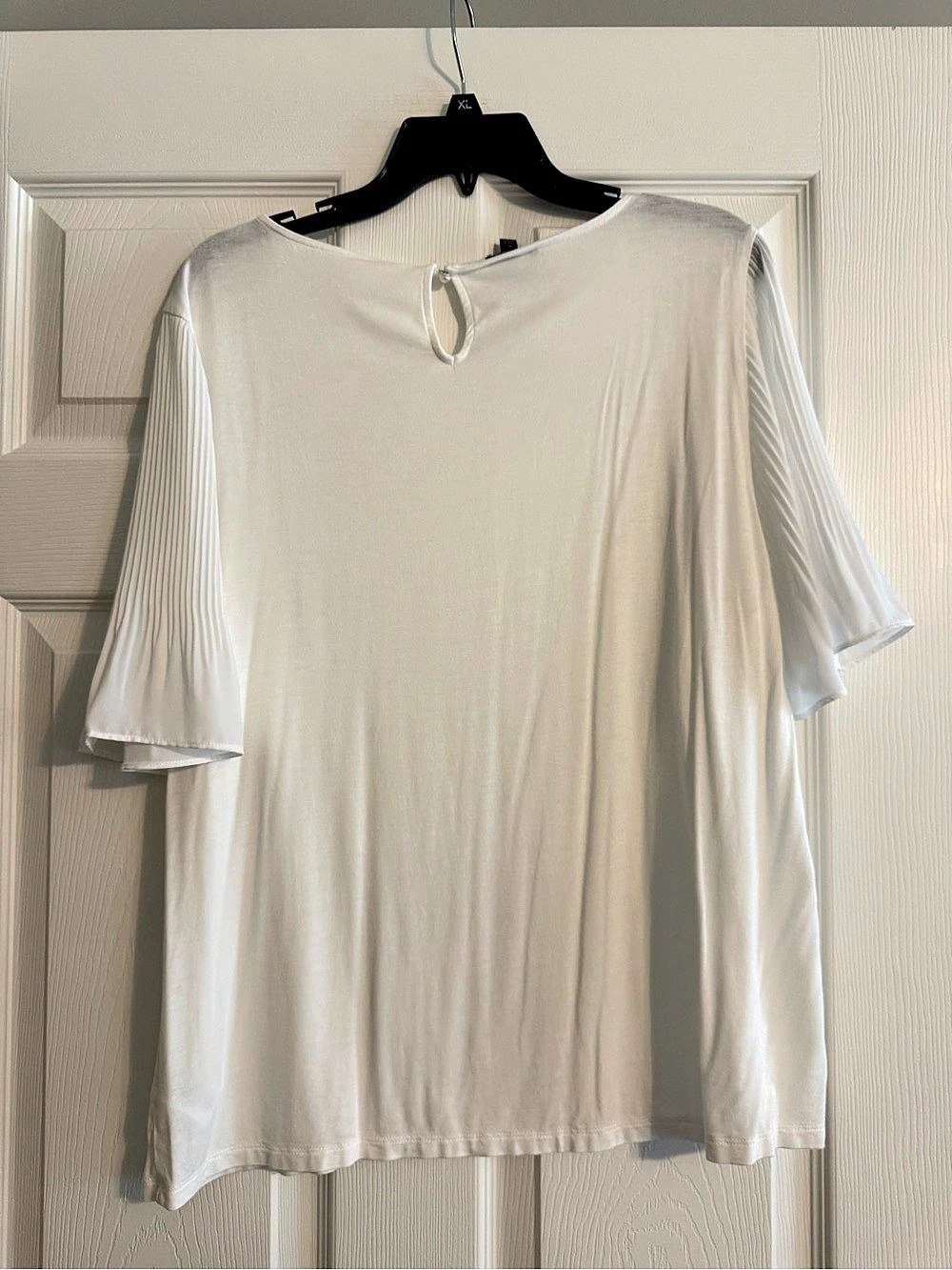 Talbots Pleated Sleeve Crewneck Top White XL